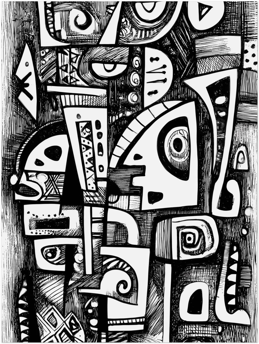 Schwarz weiß Linien abstrakt – Wandkunst