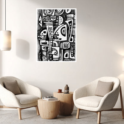 Schwarz Weiß Linien Poster