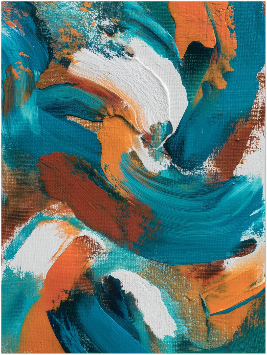 Türkis orange Pinsel abstrakt – Wandkunst