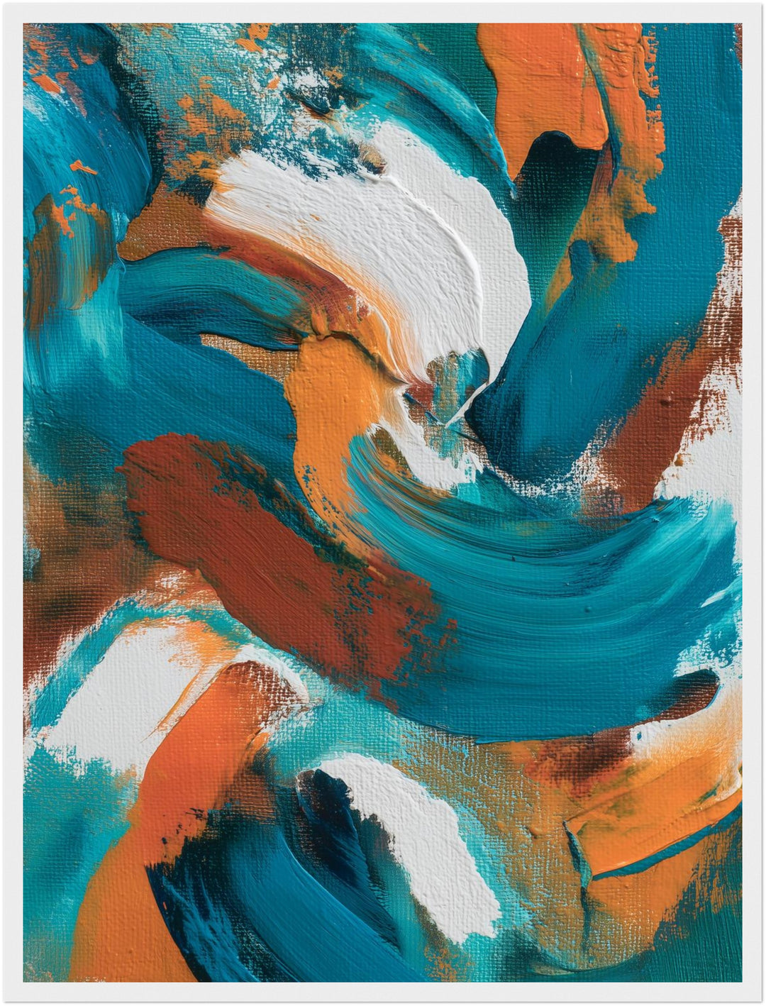 Türkis orange Pinsel Poster abstrakt – mattes Kunstdruck-Papier – Ansicht 6