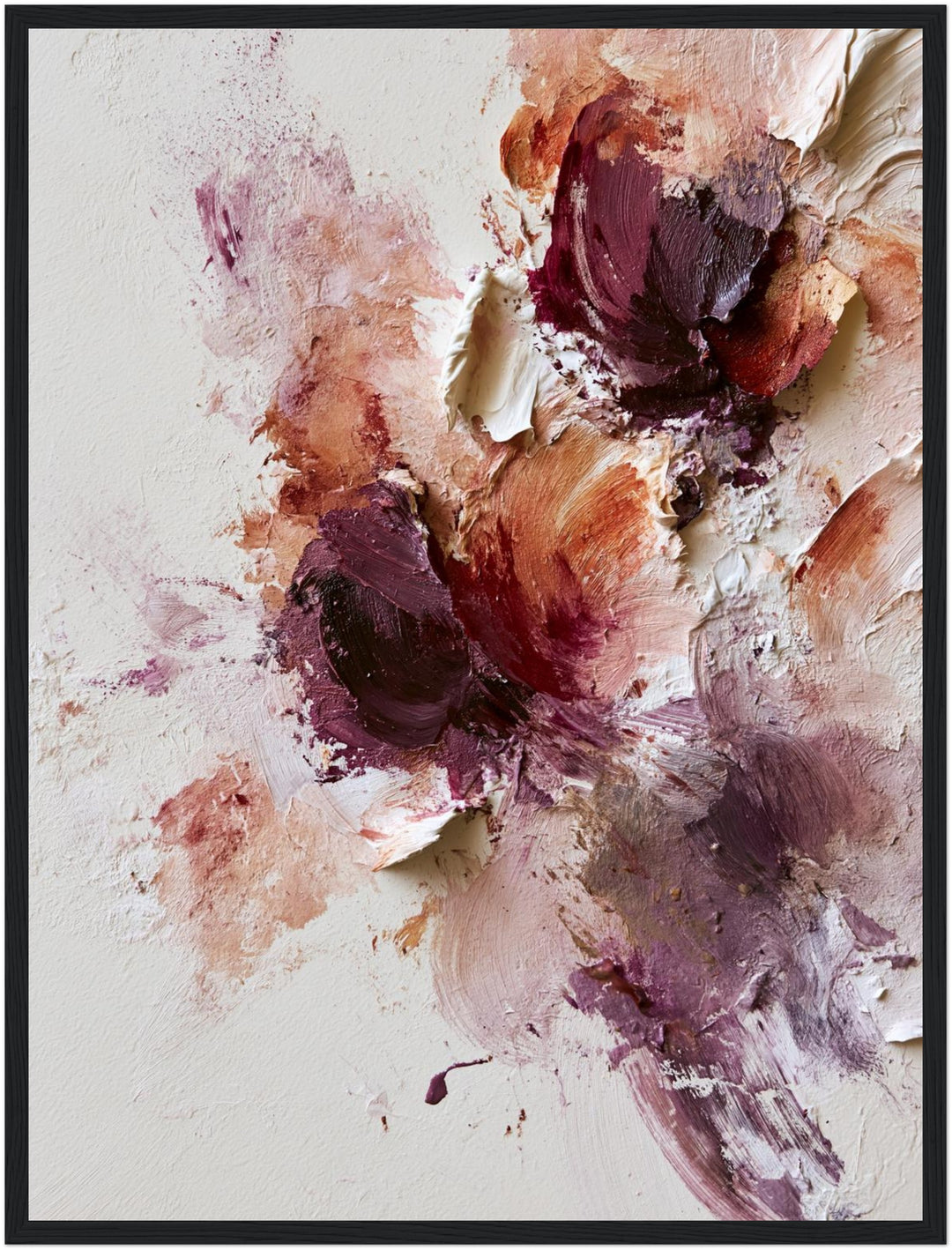 Blüten in Bordeaux Poster – Schwarzer Rahmen – Produktfoto