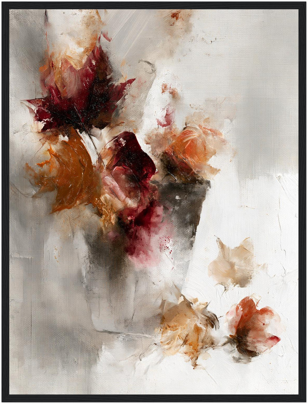 Herbstblumen Ölgemälde Poster – Schwarzer Rahmen – Produktfoto