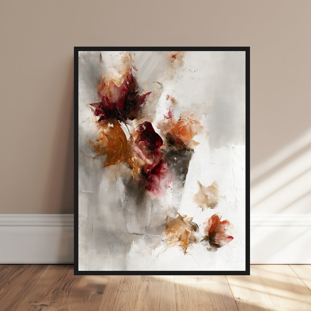 Herbstblumen Ölgemälde Poster – Schwarzer Rahmen – Produktfoto