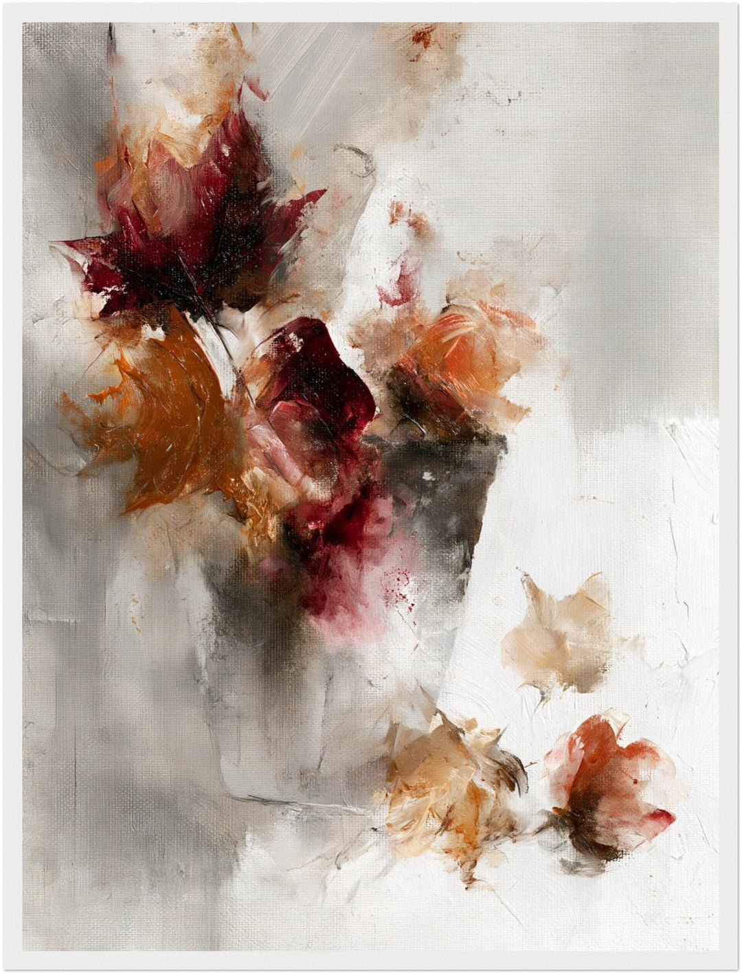 Herbstblumen Ölgemälde Poster – Weißer Rahmen – Produktfoto