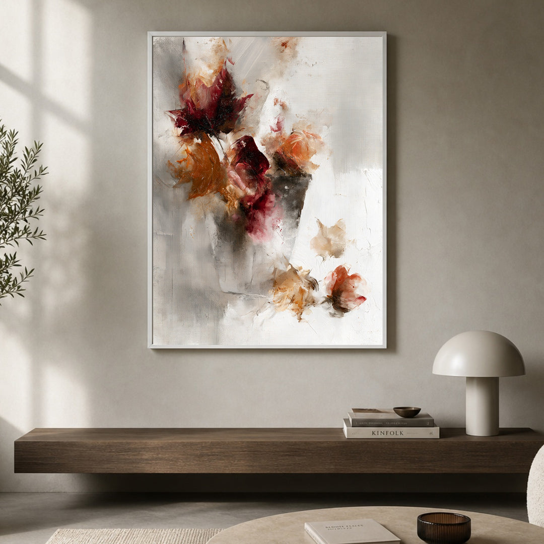 Herbstblumen Ölgemälde Poster – Weißer Rahmen – Produktfoto
