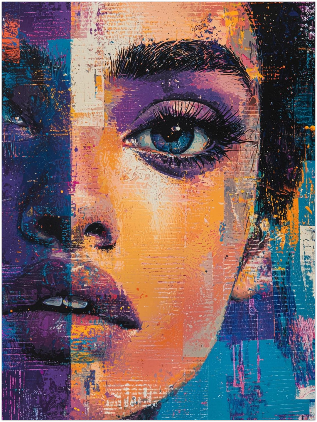 Abstraktes Frauenportrait Pop Art – Wandkunst