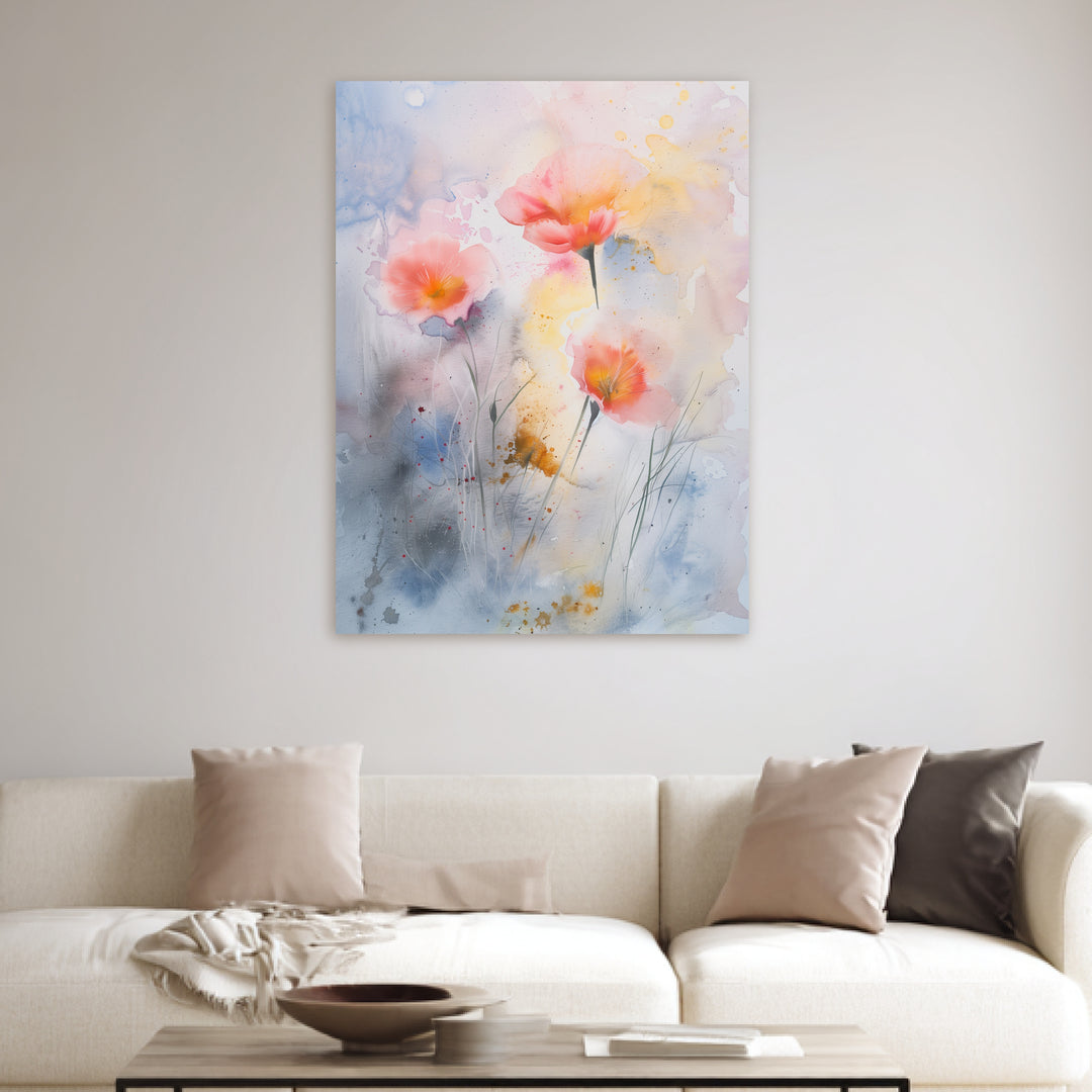 Aquarell Mohnblumen Poster abstrakt – mattes Kunstdruck-Papier – Ansicht 3