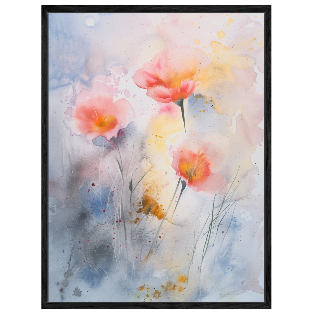 Aquarell Mohnblumen Leinwand abstrakt – Leinwand auf Holzrahmen – Ansicht 4