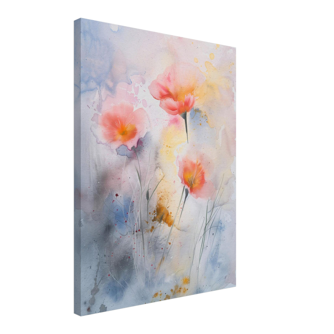 Aquarell Mohnblumen Leinwand abstrakt – Leinwand auf Holzrahmen – Ansicht 2