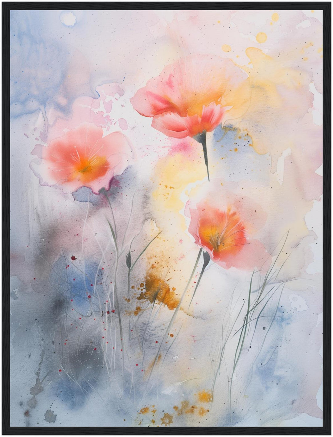 Aquarell Mohnblumen Poster abstrakt – mattes Kunstdruck-Papier – Ansicht 5