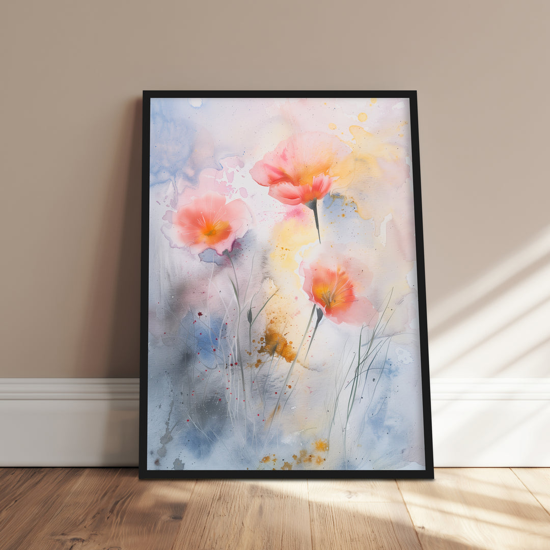 Aquarell Mohnblumen Poster abstrakt – mattes Kunstdruck-Papier – Ansicht 2