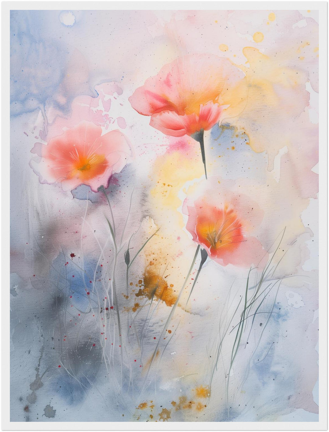Aquarell Mohnblumen Poster abstrakt – mattes Kunstdruck-Papier – Ansicht 6