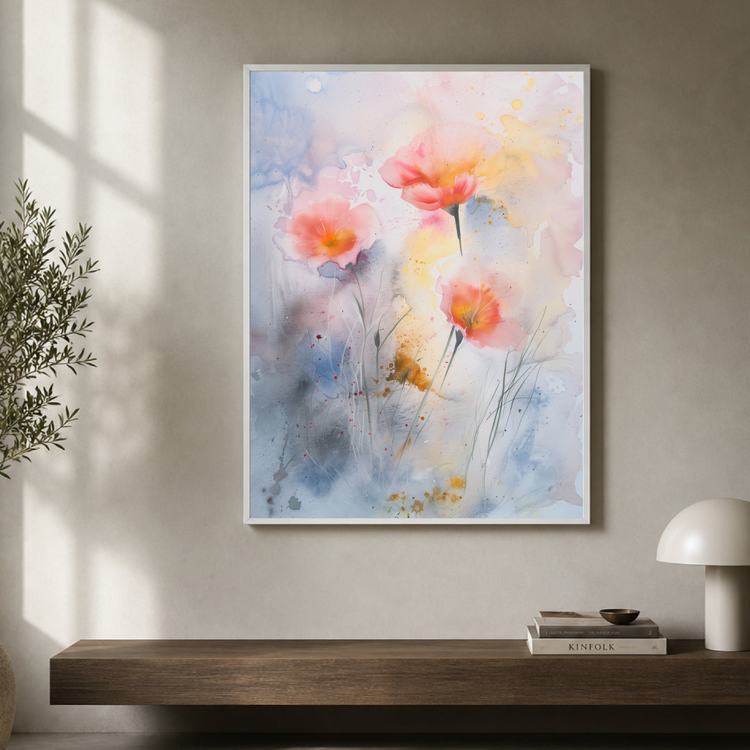 Aquarell Mohnblumen Poster abstrakt – mattes Kunstdruck-Papier – Ansicht 4