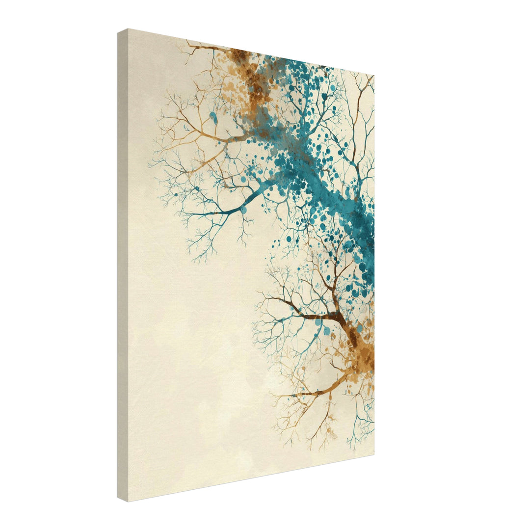 Aquarellartige Baumäste Leinwandbild abstrakt – Leinwand auf Holzrahmen – Ansicht 2