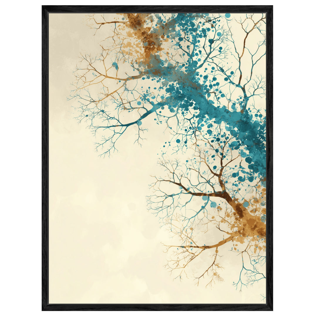 Aquarellartige Baumäste Leinwandbild abstrakt – Leinwand auf Holzrahmen – Ansicht 4