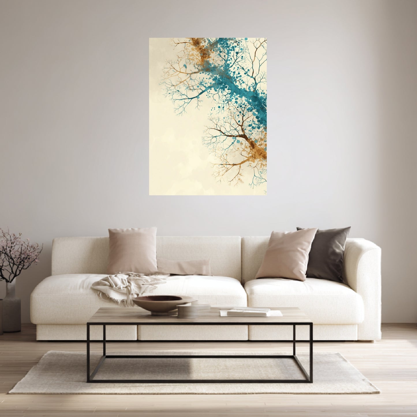 Aquarellartige Baumäste Leinwandbild