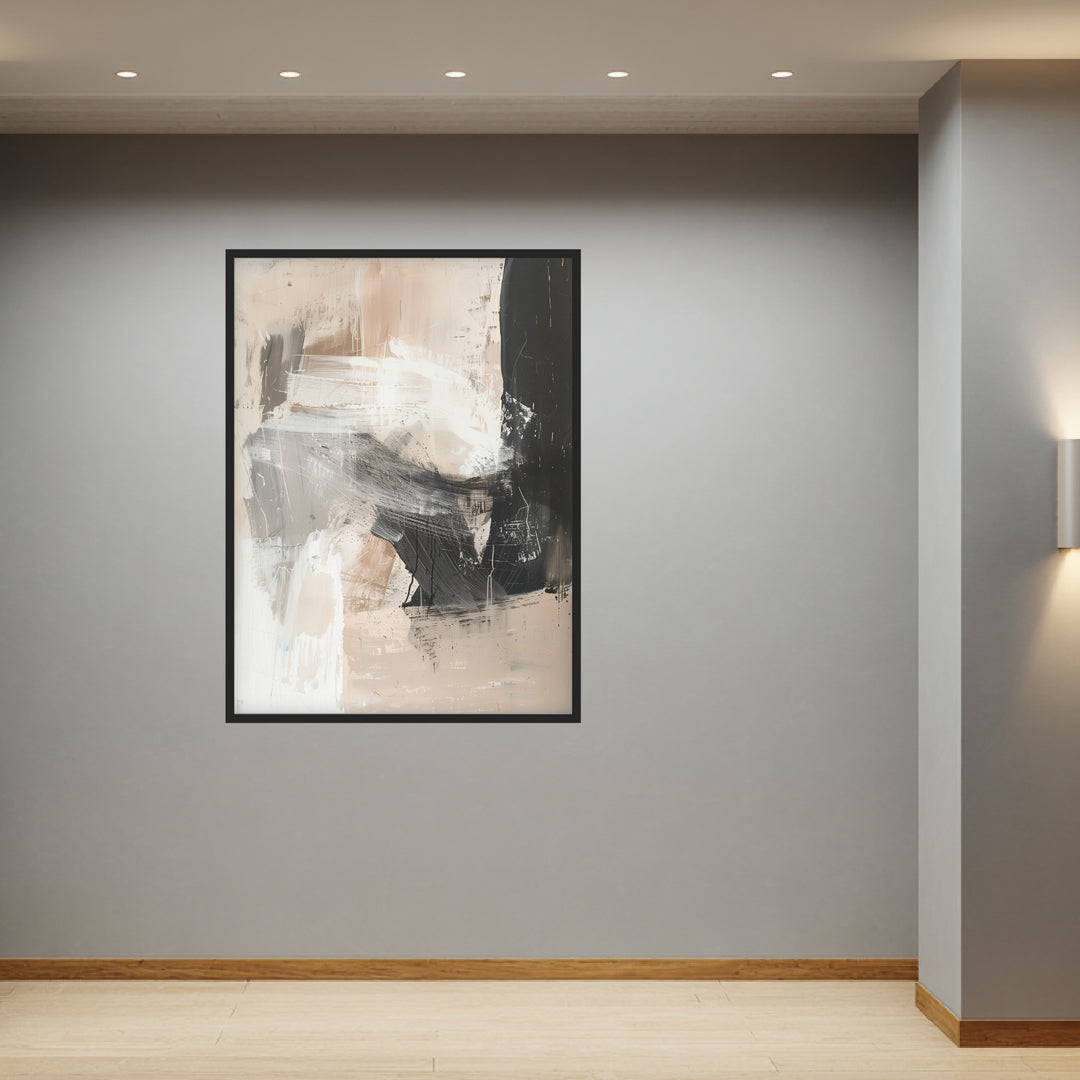 Abstrakte Pinselstriche Beige Schwarz Poster abstrakt – mattes Kunstdruck-Papier – Ansicht 2