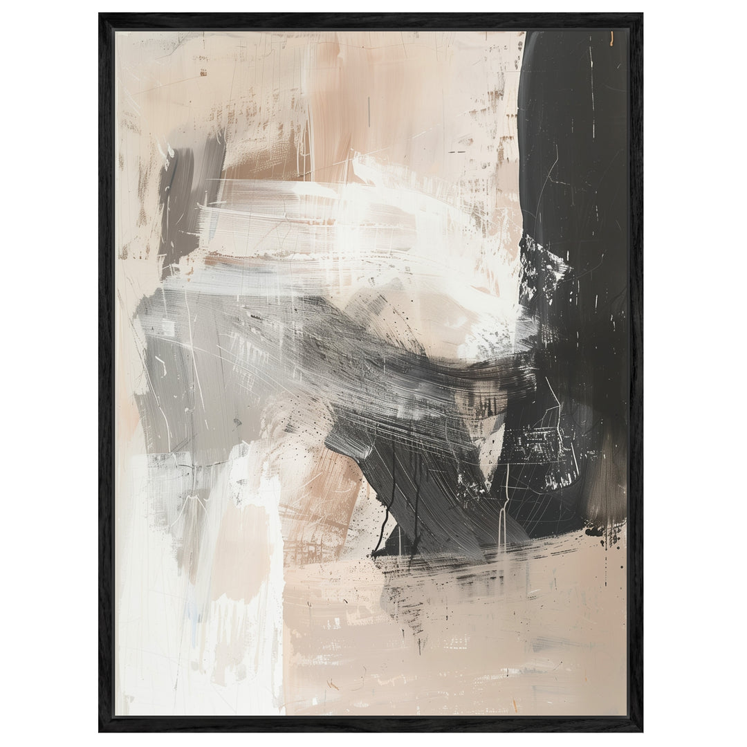 Abstrakte Pinselstriche Beige Schwarz Poster abstrakt – mattes Kunstdruck-Papier – Ansicht 4