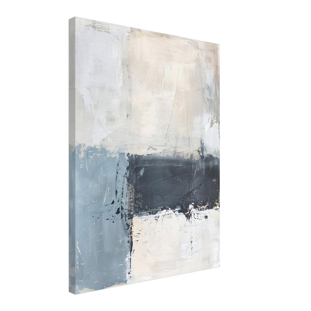 Blau Beige Leinwandbild abstrakt – Leinwand auf Holzrahmen – Ansicht 2