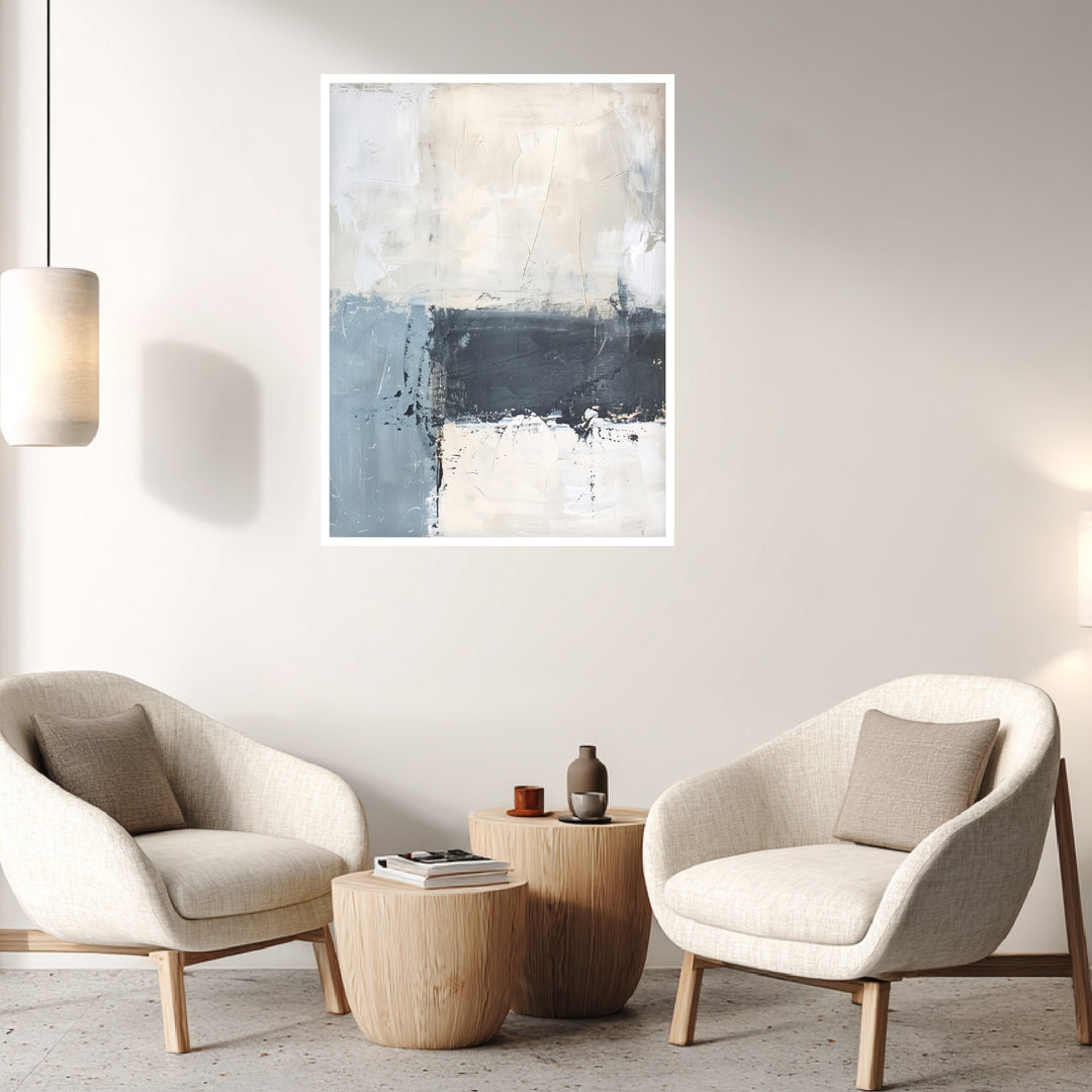 Blau Beige Poster abstrakt – mattes Kunstdruck-Papier – Ansicht 3