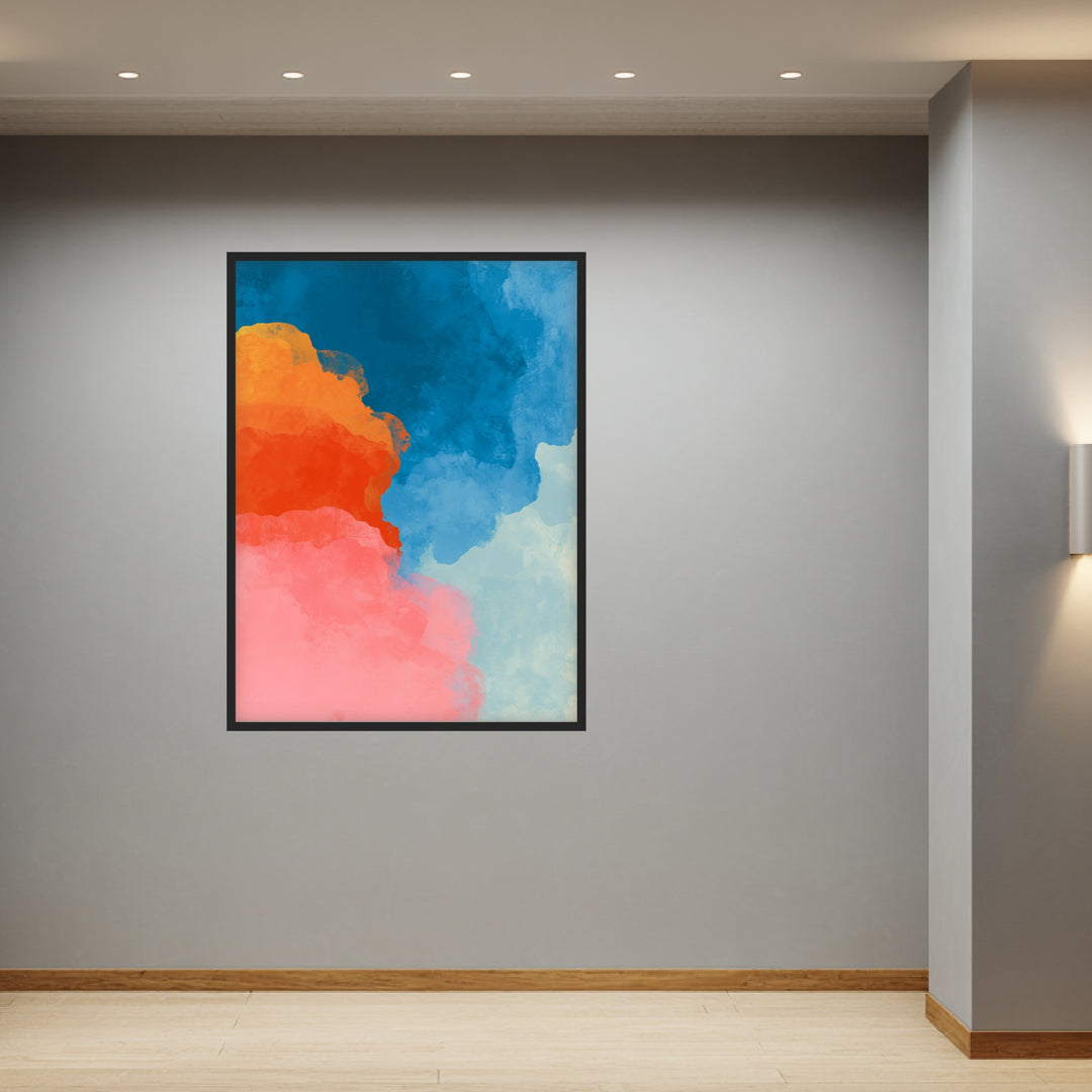Blaue Orange Rosa Farbflächen Poster abstrakt – mattes Kunstdruck-Papier – Ansicht 4