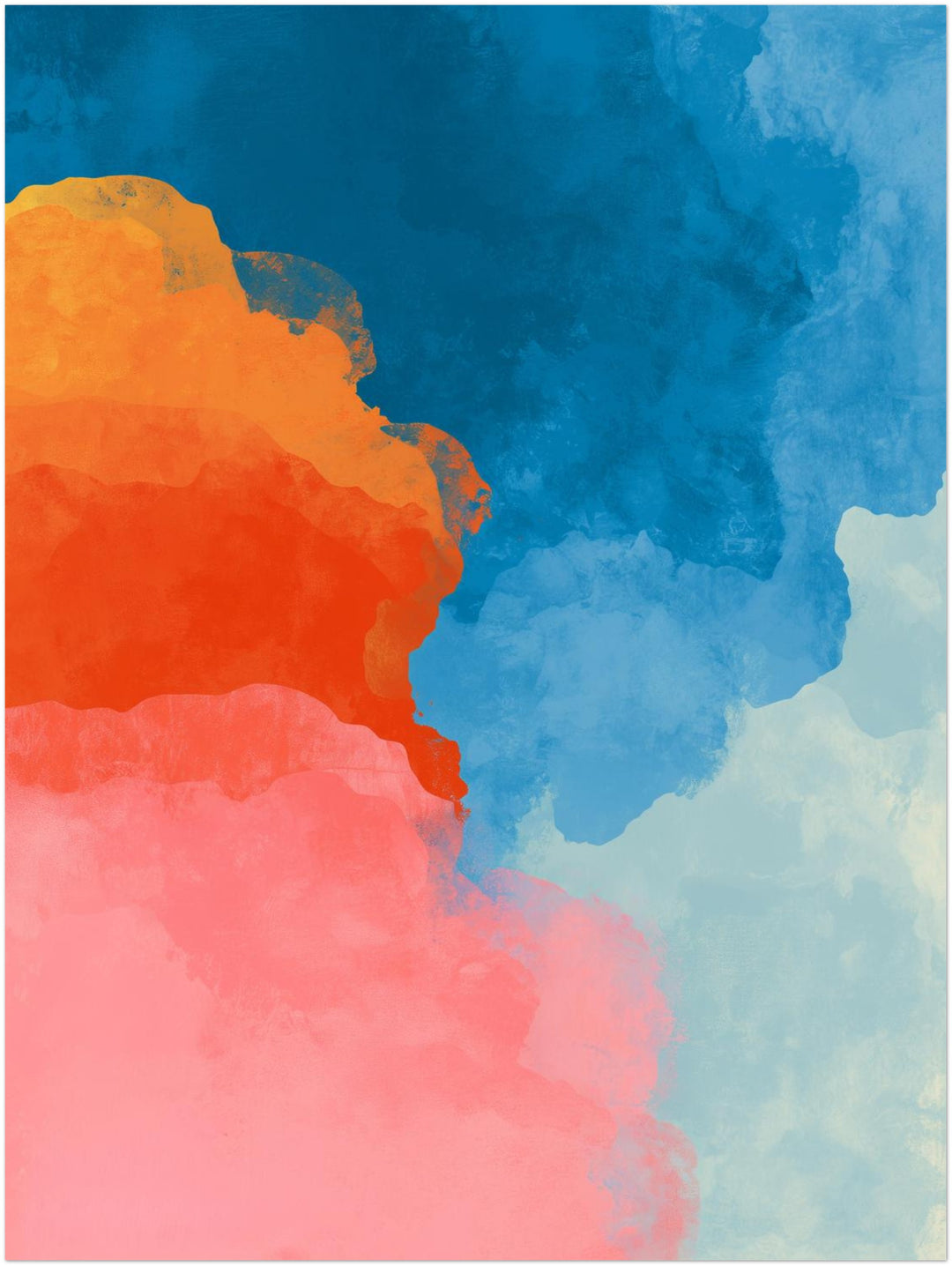 Blaue Orange Rosa Farbflächen abstrakt – Wandkunst