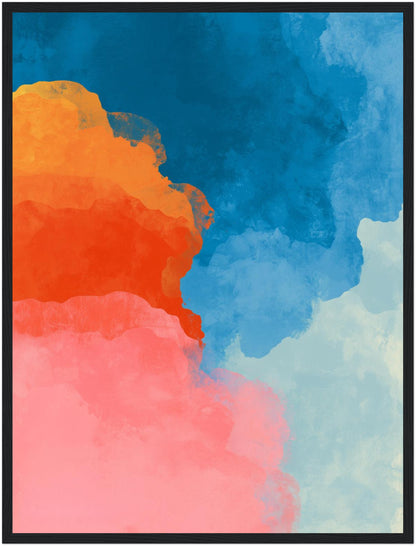 Blaue Orange Rosa Farbflächen Poster