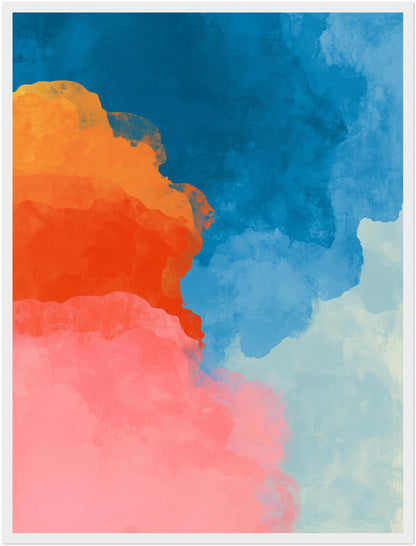 Blaue Orange Rosa Farbflächen Poster