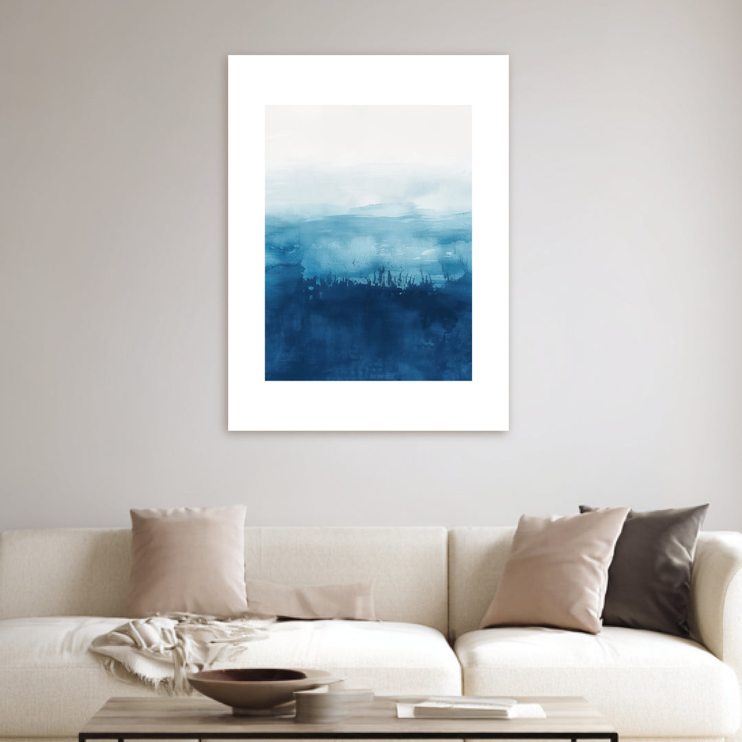 Blaues Meer Aquarell Poster abstrakt – mattes Kunstdruck-Papier – Ansicht 3