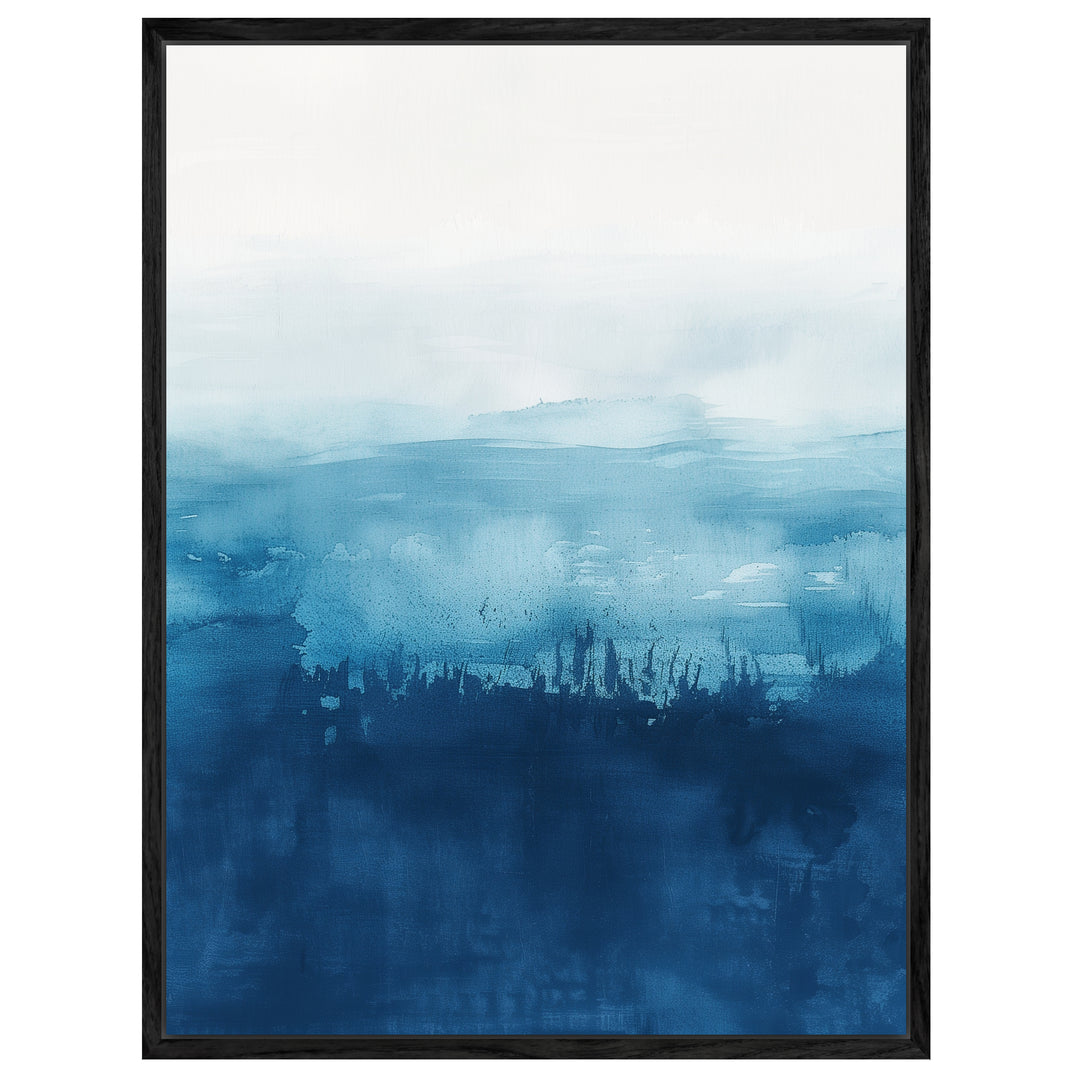 Blaues Meer Aquarell Leinwandbild abstrakt – Leinwand auf Holzrahmen – Ansicht 4