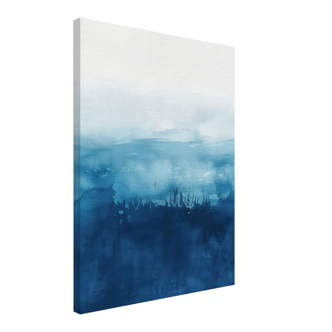 Blaues Meer Aquarell Leinwandbild abstrakt – Leinwand auf Holzrahmen – Ansicht 2