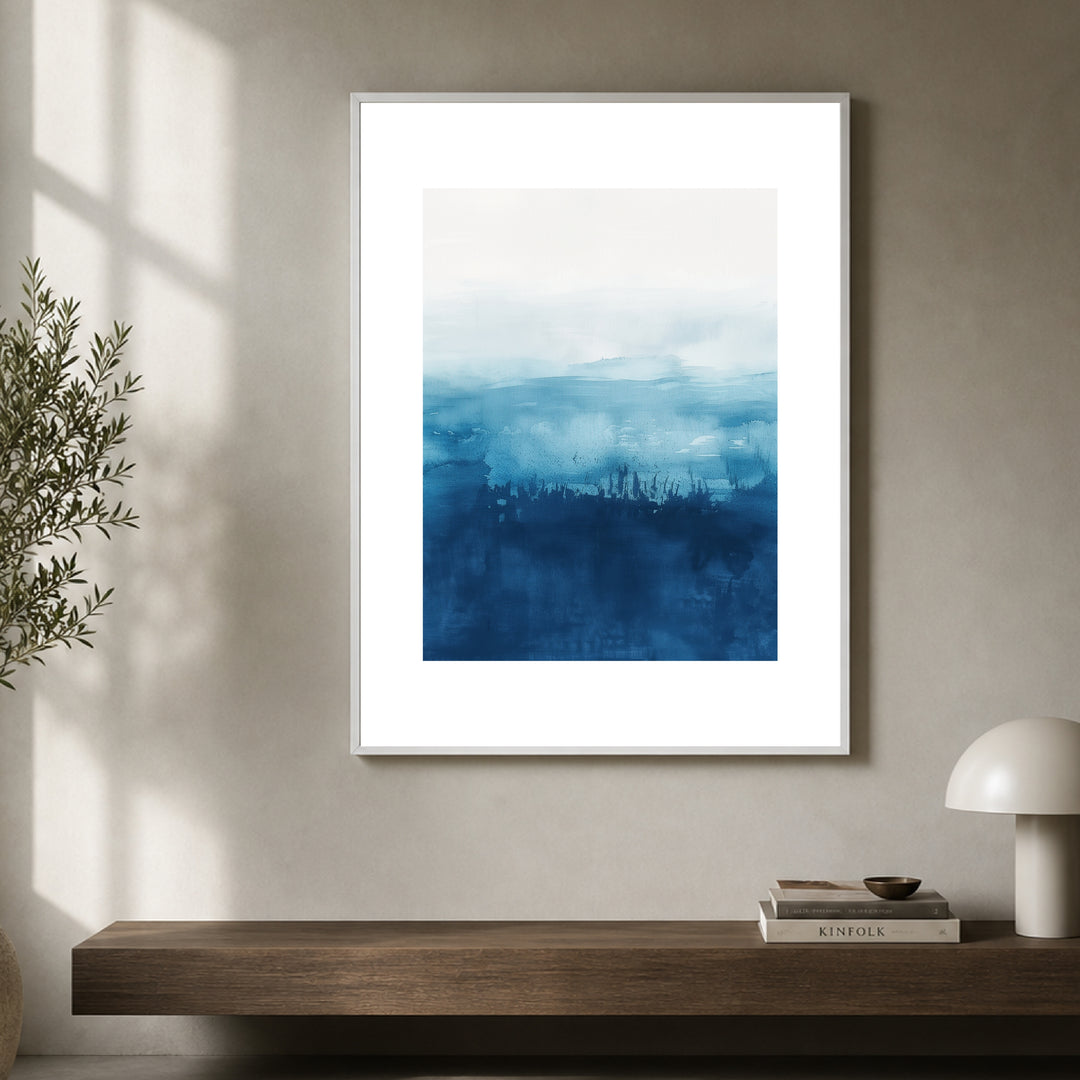 Blaues Meer Aquarell Poster abstrakt – mattes Kunstdruck-Papier – Ansicht 4
