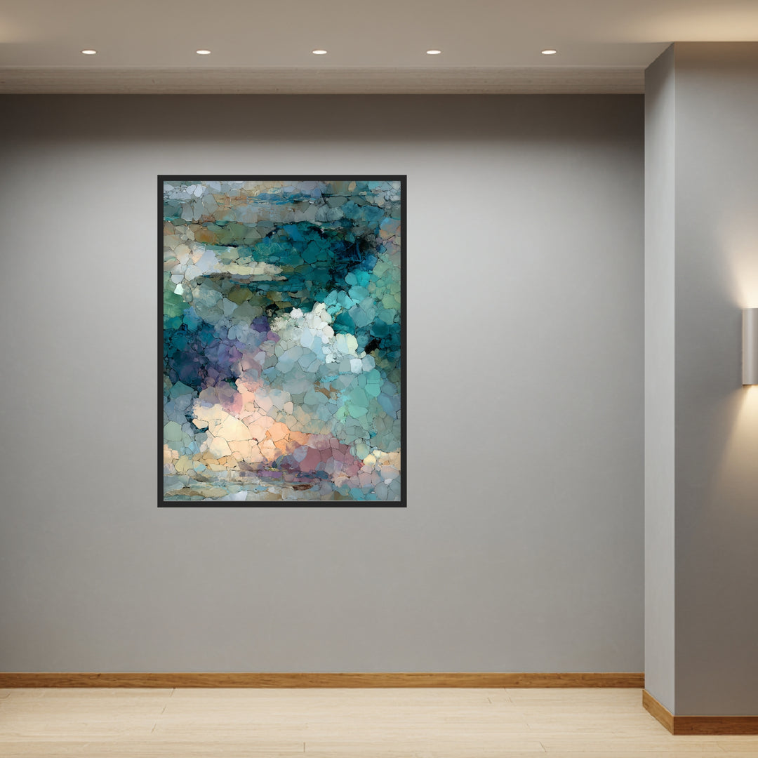 Abstraktes blaues Mosaik Poster abstrakt – mattes Kunstdruck-Papier – Ansicht 3
