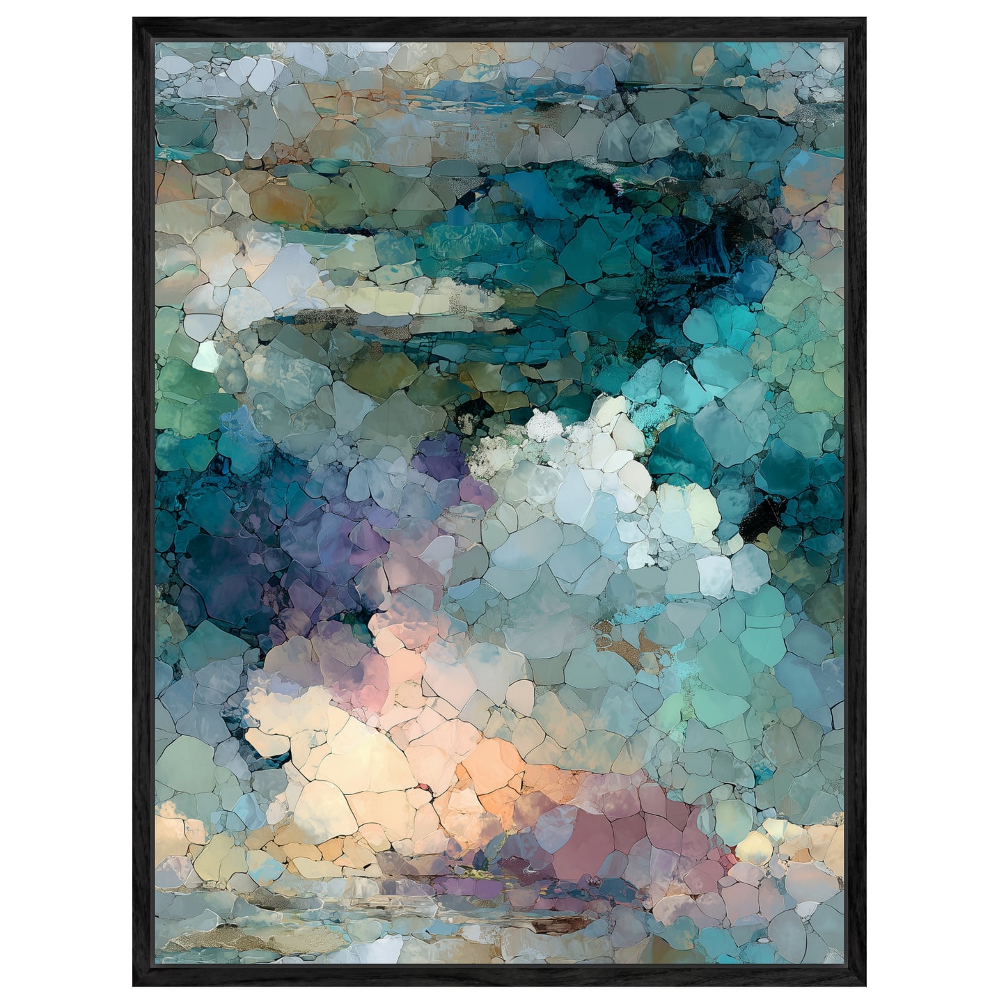 Abstraktes blaues Mosaik Leinwandbild