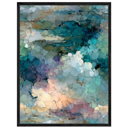 Abstraktes blaues Mosaik Leinwandbild