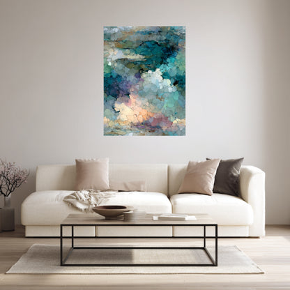 Abstraktes Blaues Mosaik Poster