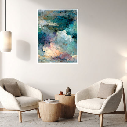 Abstraktes Blaues Mosaik Poster