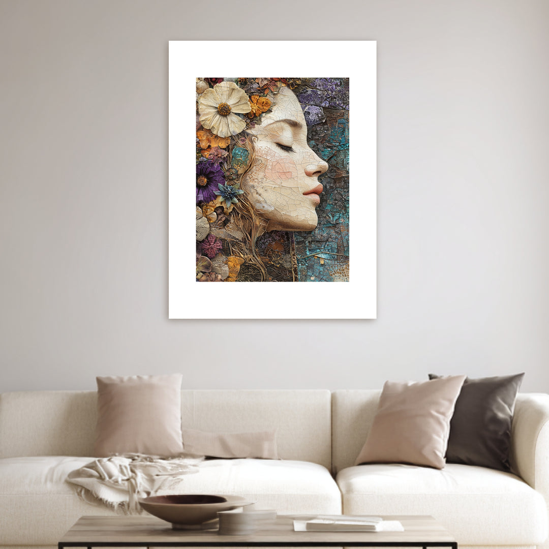 Blumenfrau Mosaik Poster spirituell – mattes Kunstdruck-Papier – Ansicht 3