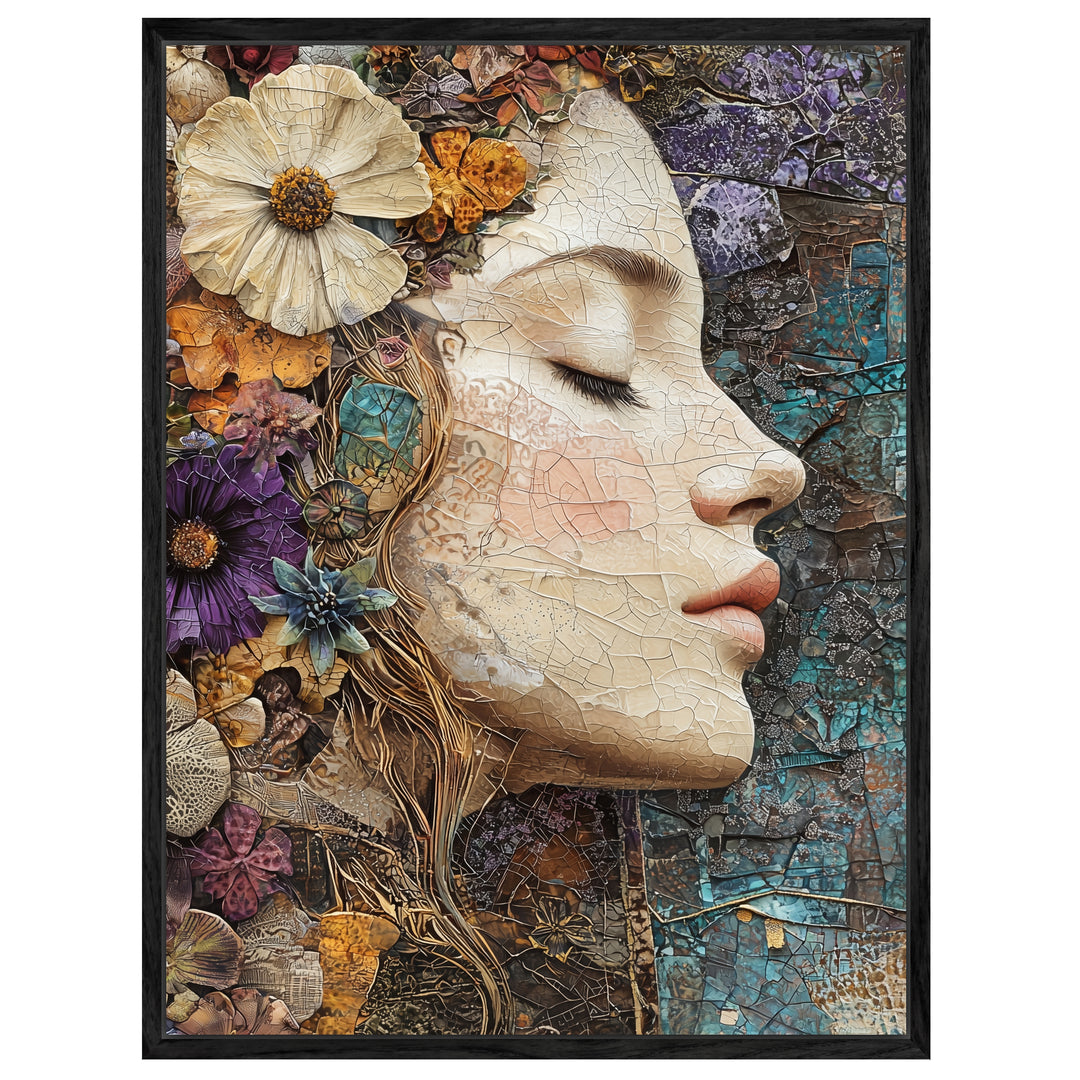 Blumenfrau Mosaik Leinwandbild spirituell – Leinwand auf Holzrahmen – Ansicht 4