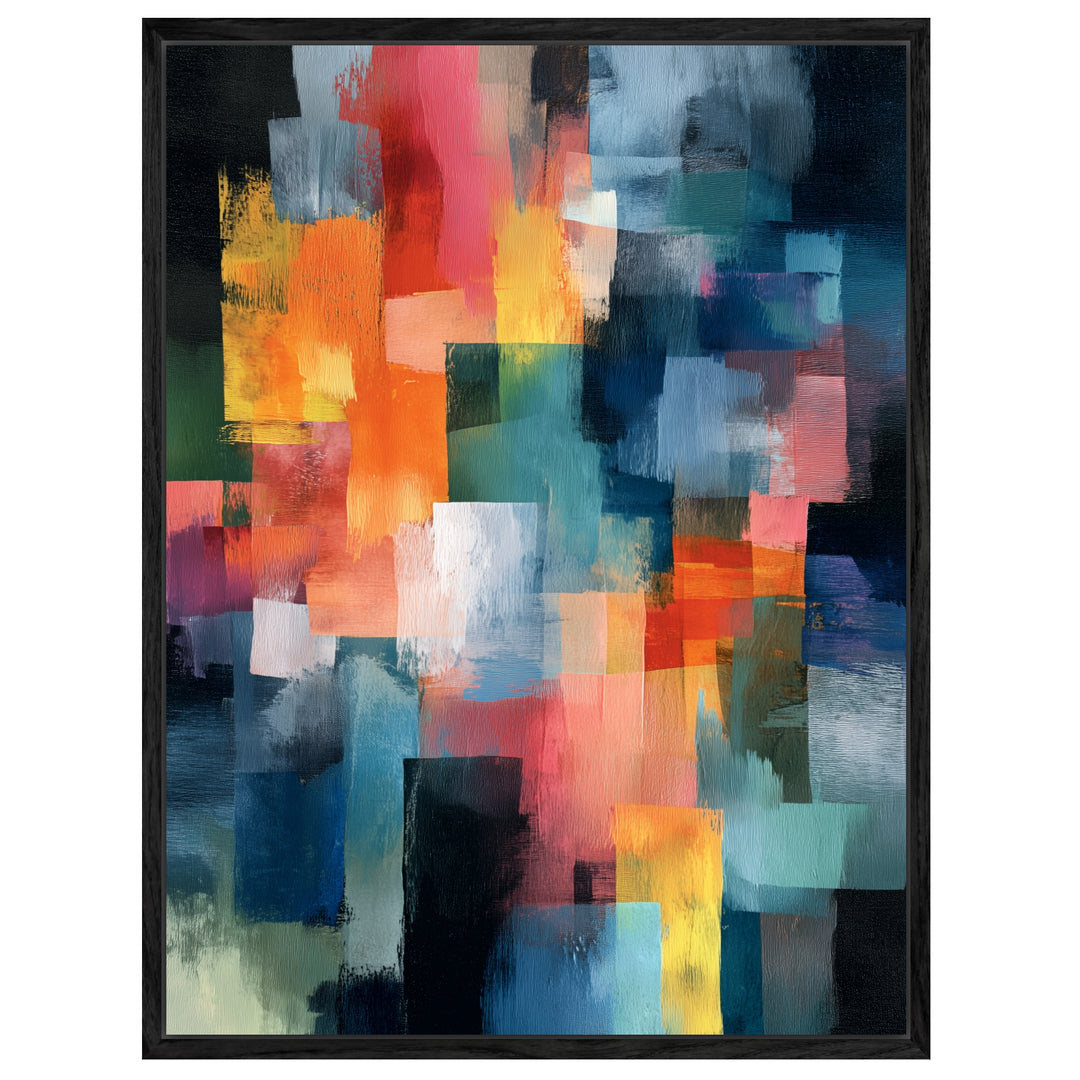 Bunte Pinselstriche Leinwandbild abstrakt – Leinwand auf Holzrahmen – Ansicht 4