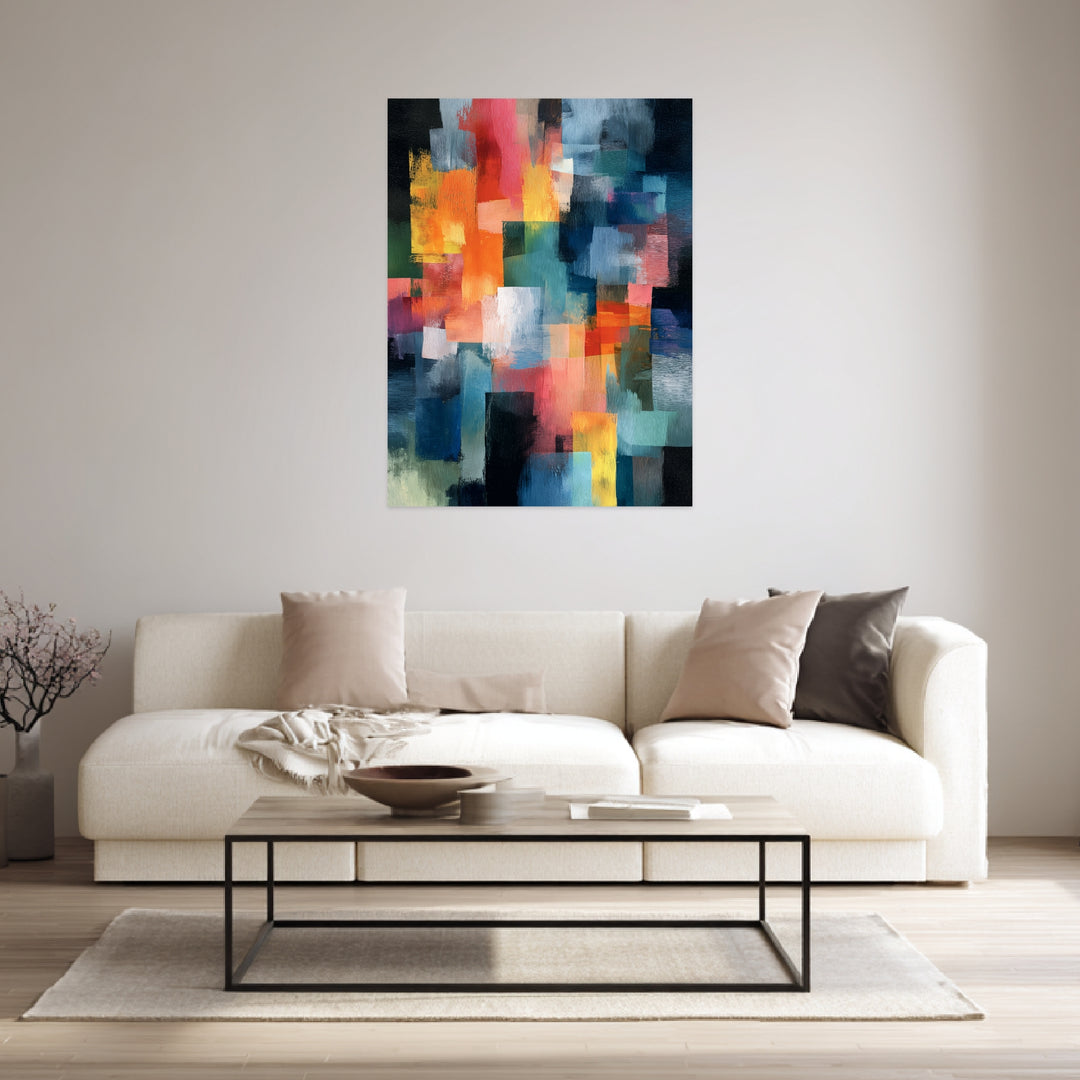 Bunte Pinselstriche Leinwandbild abstrakt – Leinwand auf Holzrahmen – Ansicht 3