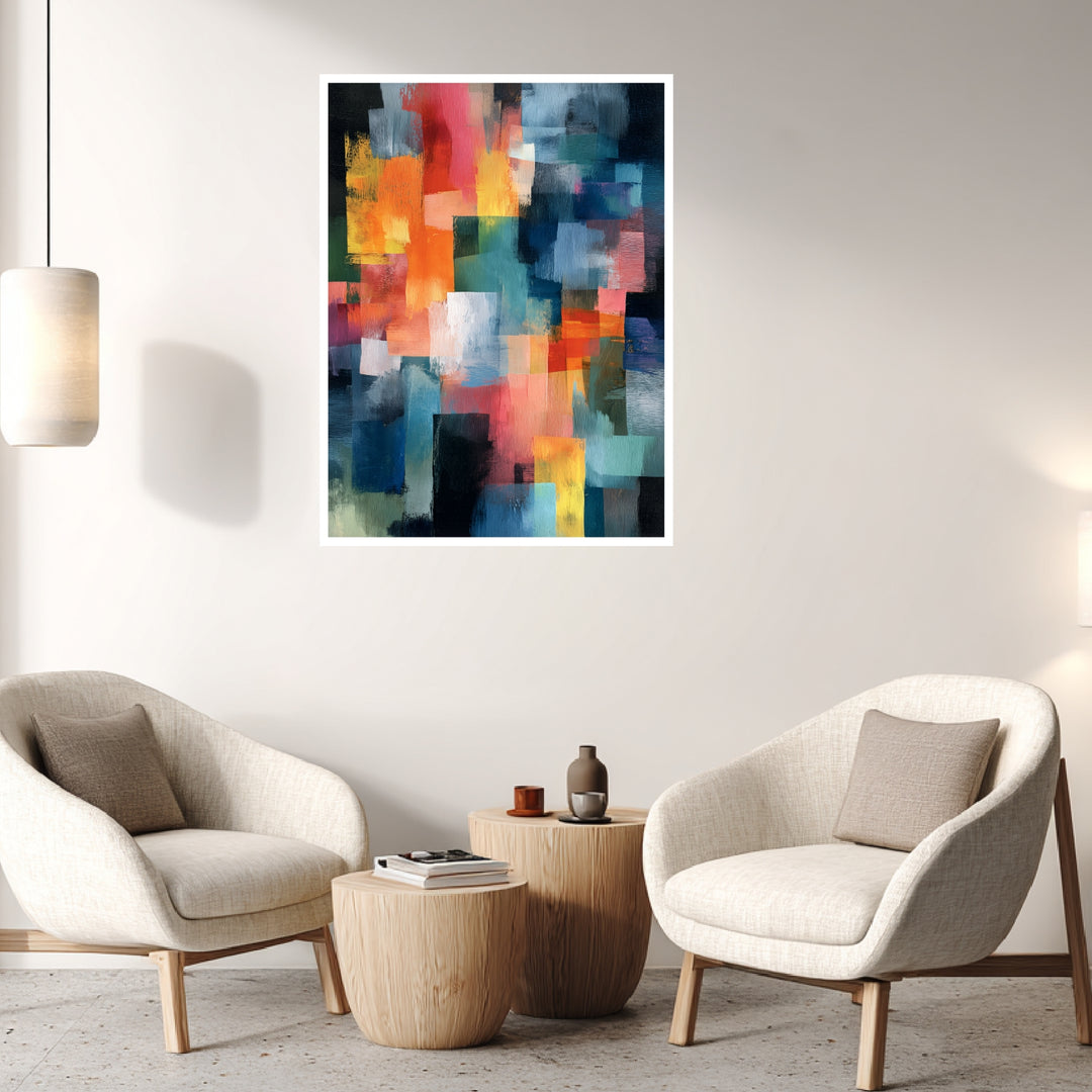 Bunte Pinselstriche Poster abstrakt – mattes Kunstdruck-Papier – Ansicht 3