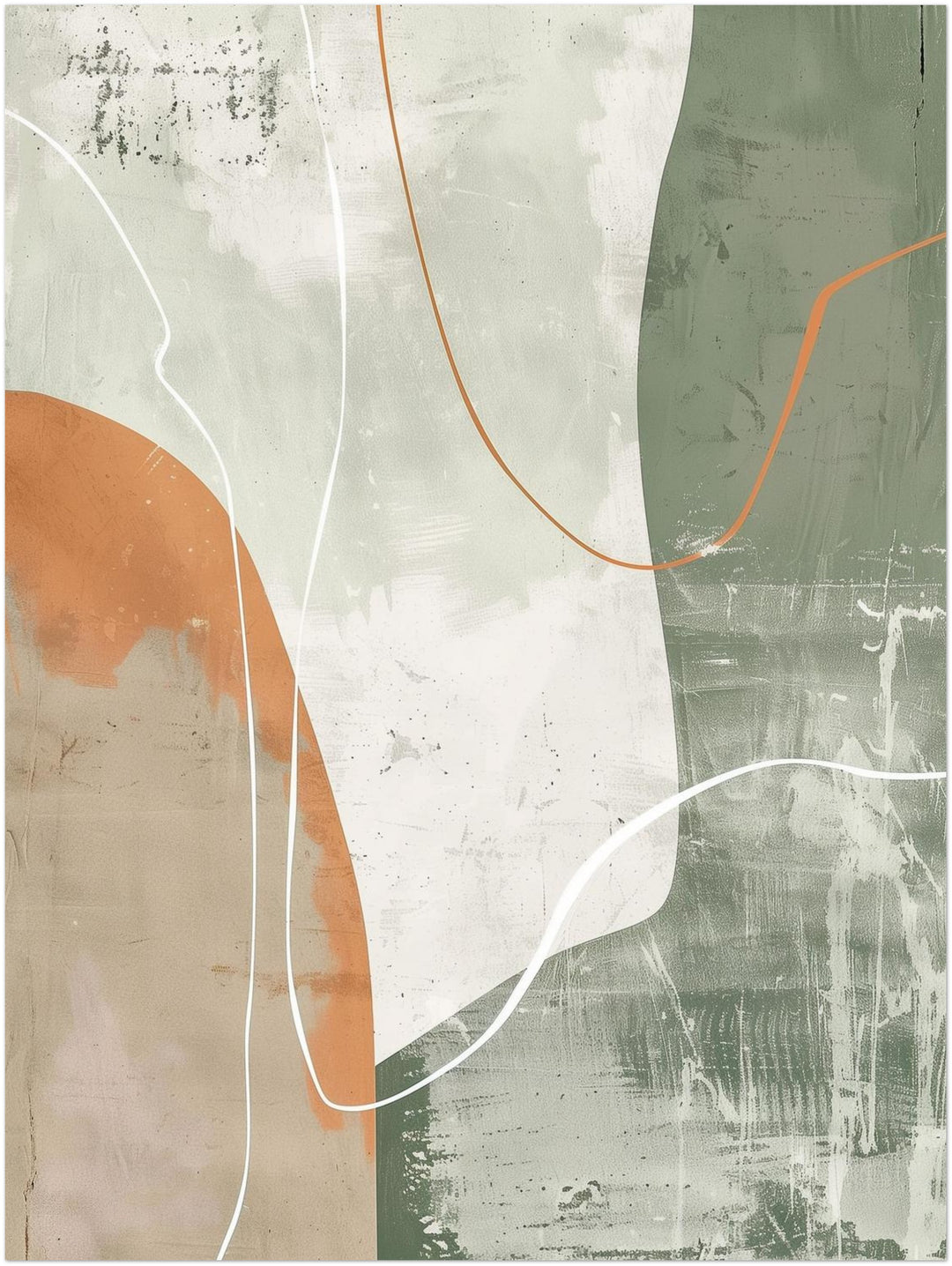 Abstrakte Linien Grün Orange abstrakt – Wandkunst
