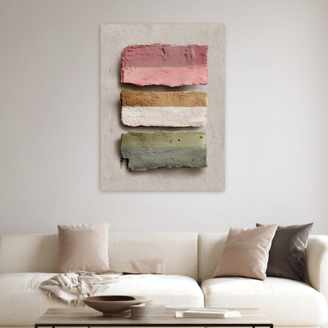 Farbpalette Textur Leinwand abstrakt – Leinwand auf Holzrahmen – Ansicht 3