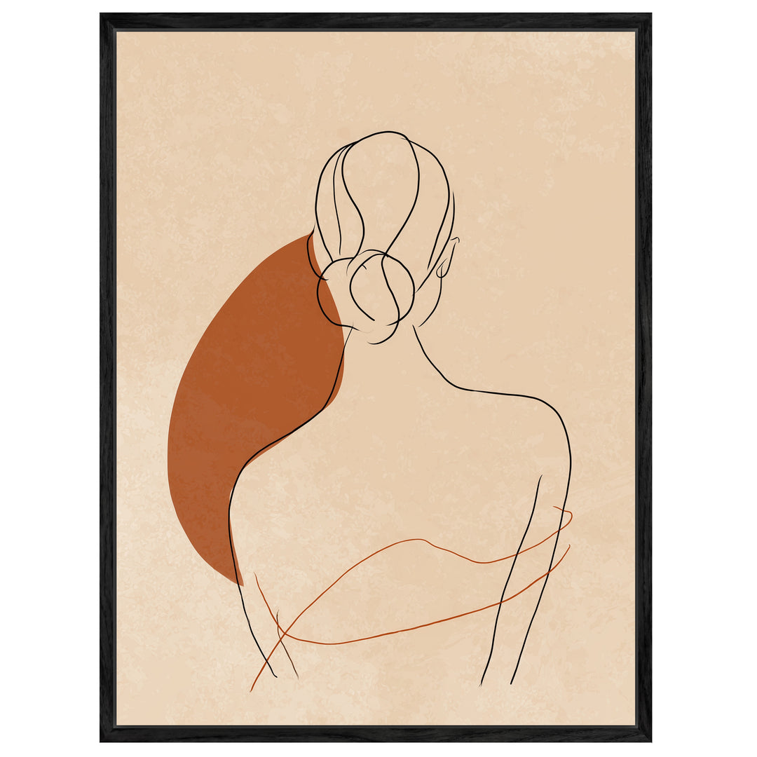 Frau Rückenansicht minimalistisch Leinwandbild Japandi – Leinwand auf Holzrahmen – Ansicht 4