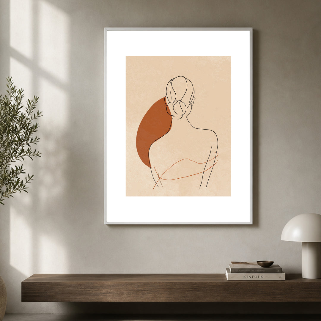 Frau Rückenansicht minimalistisch Poster Japandi – mattes Kunstdruck-Papier – Ansicht 4