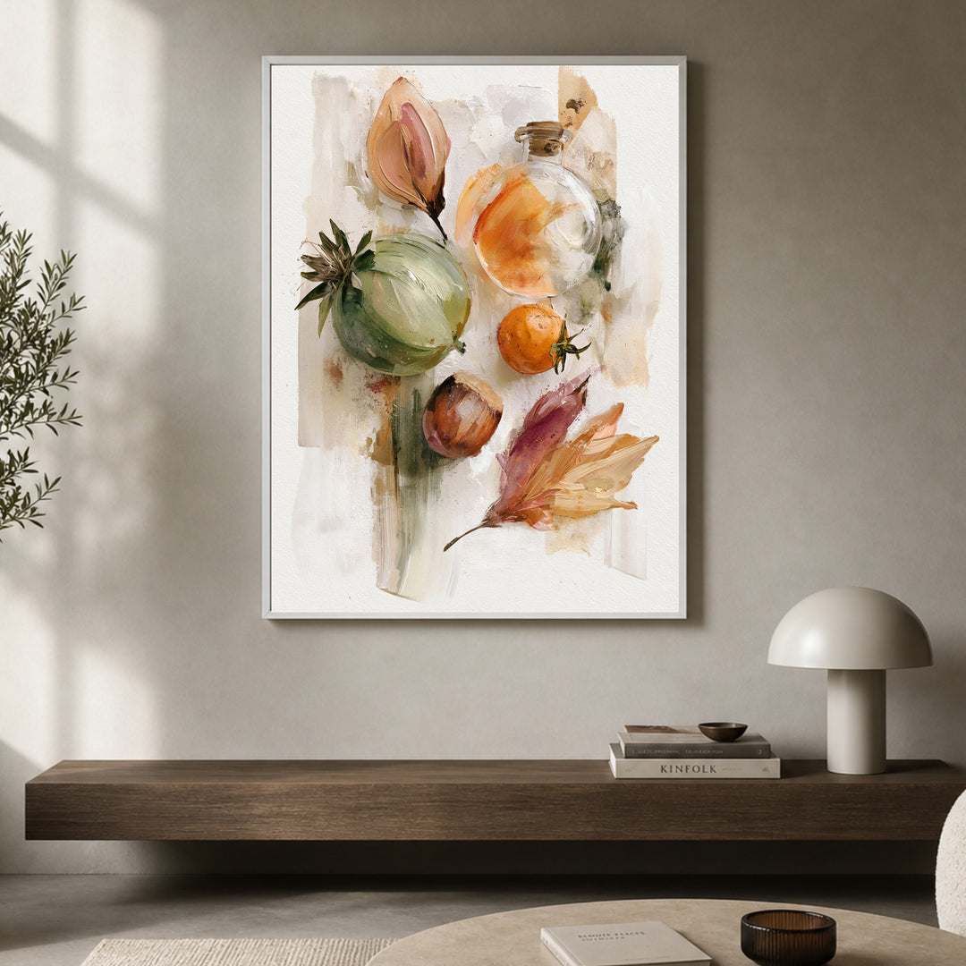 Stilles Küchenstillleben in Erdtönen Poster – Weißer Rahmen – Produktfoto