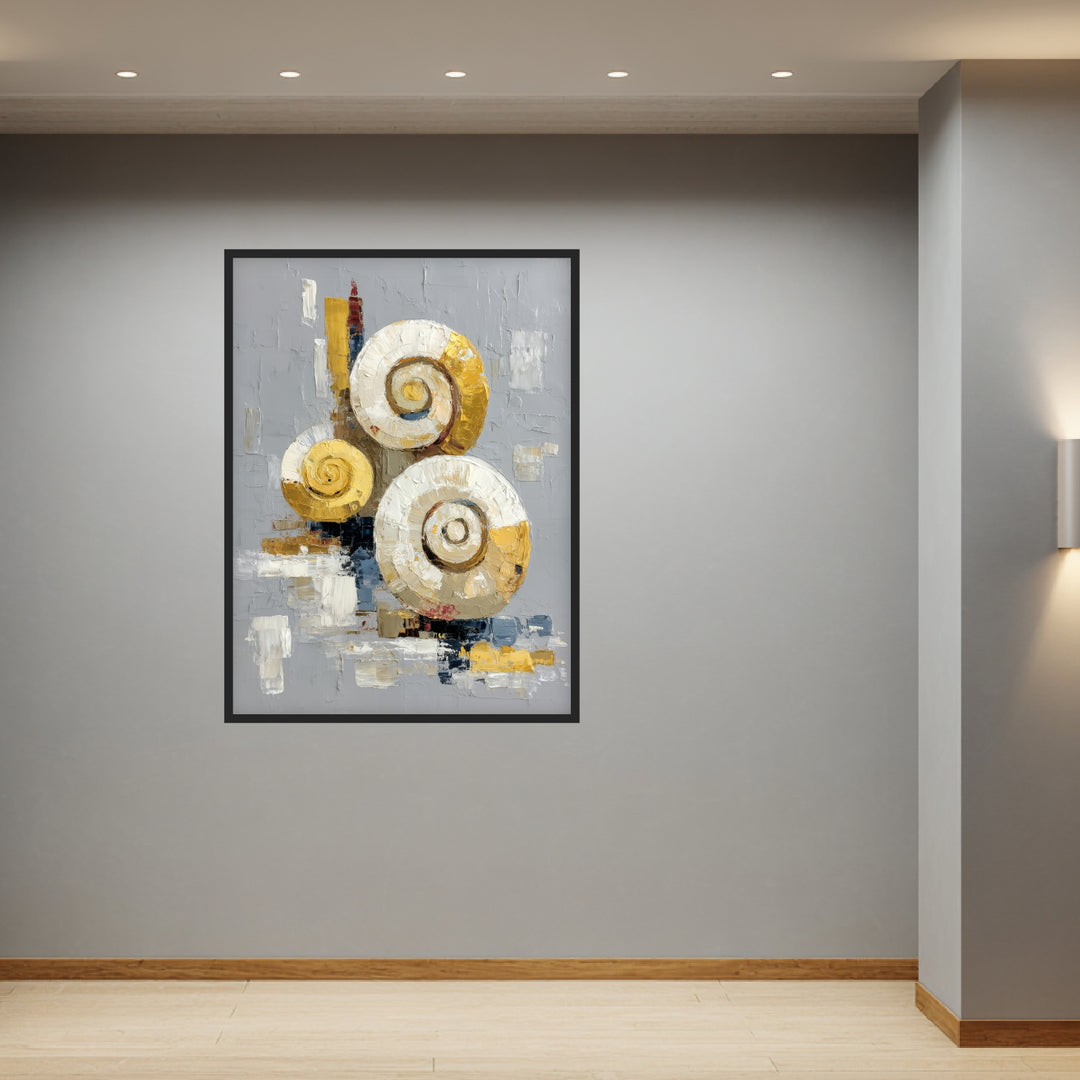 Gold weiß Spiralen Poster abstrakt – mattes Kunstdruck-Papier – Ansicht 3