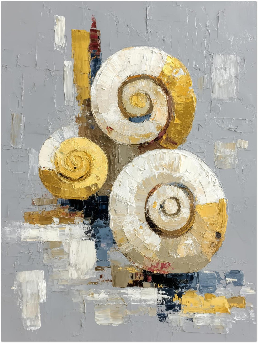 Gold weiß Spiralen abstrakt – Wandkunst