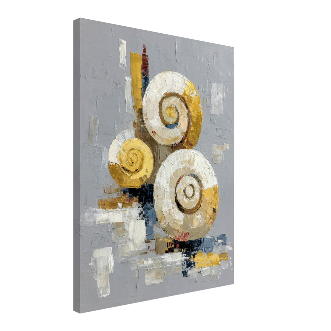 Gold weiß Spiralen Leinwandbild abstrakt – Leinwand auf Holzrahmen – Ansicht 2